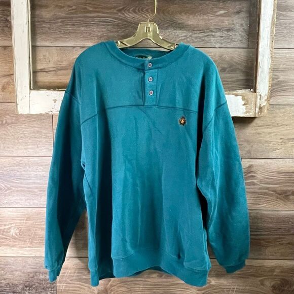 Knights of the Round Table Men’s Teal Henley Sweatshirt Size XL - Picture 3 of 7